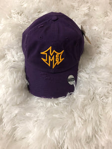 Purple Distressed MH Dad Hat W/ Gold Logo