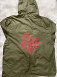 Army Green W/ Red Most Hated Windbreaker (Front &Back Logo)