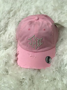 Distressed Light Pink Dad Hat w/ Silver MH Logo