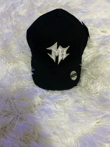 Black Distressed MH Dad Hat W/ Sliver / White Logo