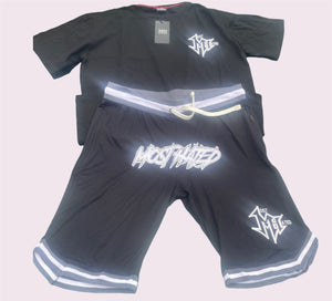 BLACK/GREY/WHITE MOST HATED BASKETBALL SHORT SET (w/zipper)