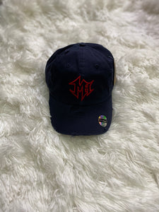 Distressed Navy Hat w/ Red MH Logo