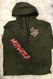 Light weight Army Green MH Windbreaker w/Red 3M Logo