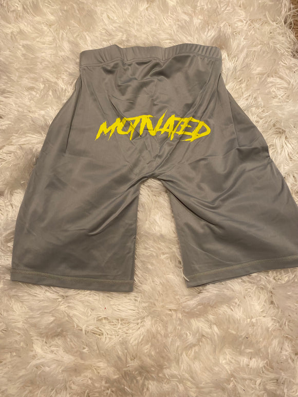 WOMEN'S GREY/SAFETY YELLOW BIKER SHORT SET