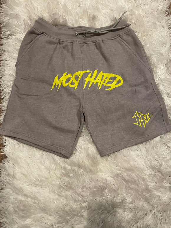 Grey/safety yellow sweat shorts