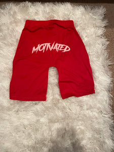 WOMEN'S RED/WHITE BIKER SHORT SET